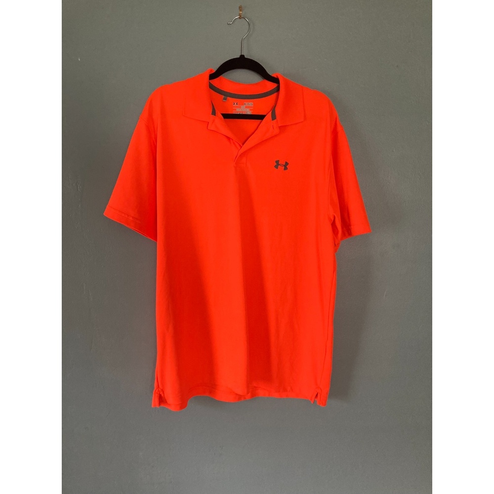 Under Armour men's orange short sleeve loose polo shirt size x-large